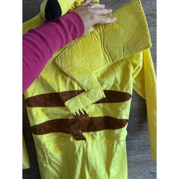 Pokemon Pikachu Boy Costume halloween size M 8-10 yrs bodysuit yellow hoodie - Picture 3 of 11